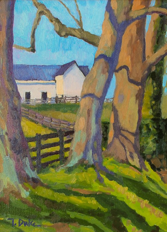 Catalpa Trees and White Barn9" x 12"Oil on linen