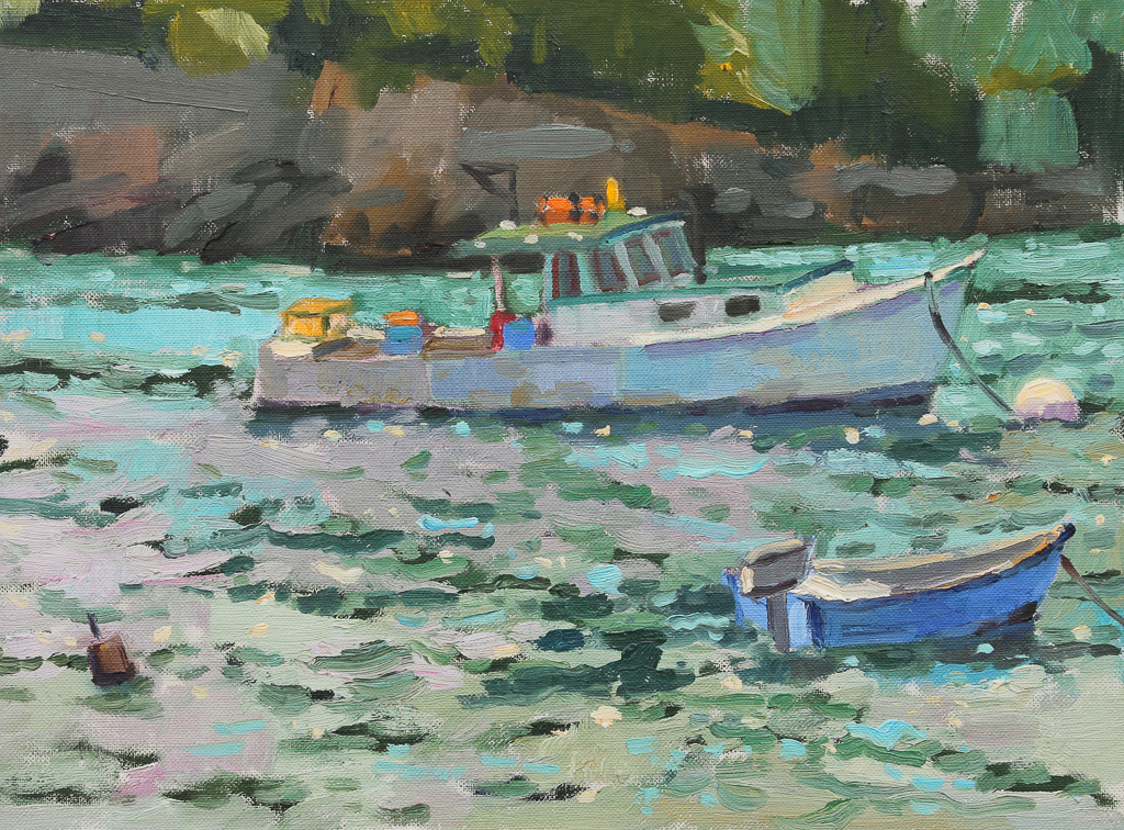 Moored in New Harbor, Maine 9" x 12"Oil on linen