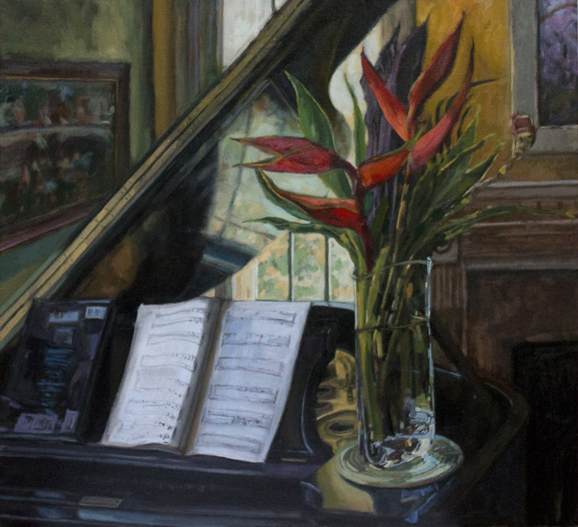 Birds of Paradise on the Steinway32" x 30"Oil on linen